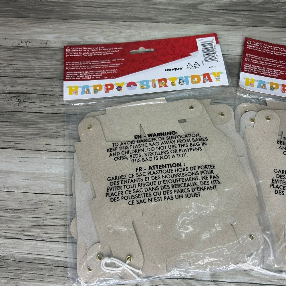Pokémon Birthday Party Banner Happy Birthday Supply 6ft Set of 2